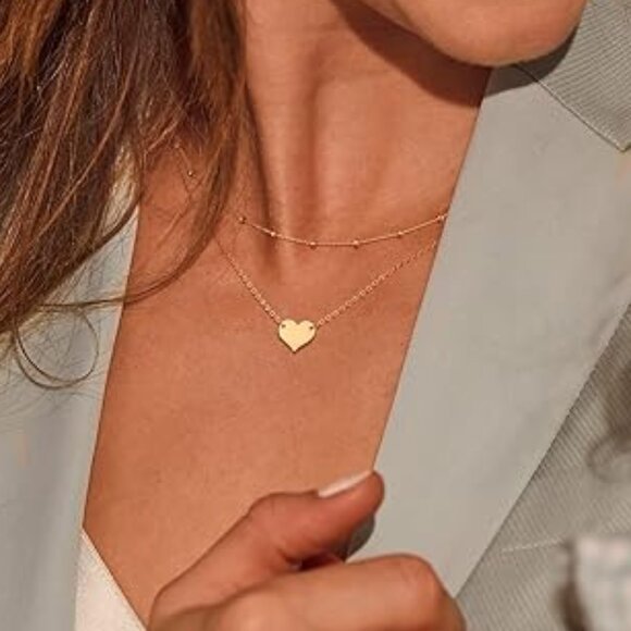 Neiman Marcus 18k Gold Plated Layered Heart Necklace - Picture 1 of 3